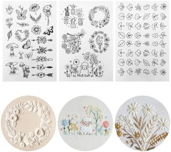 75 Pcs Stick and Stitch Embroidery Paper Designs 3 Sheets A4 Water Soluble Stabilizer for Embroidery Patterns Adhesive Embroidery Transfer Paper with Pre-Printed Flower Leave Butterfly for Hand Sewing