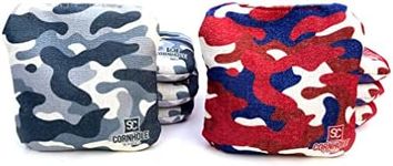 SC Cornhole Games Professional Dual Sided Cornhole Bags- 16 oz 6x6 w/Premium Resin Fill - Official Tournament Slide/Stick Pro Bean Bags - Regulation/Approved (Red Camo/Grey Camo)