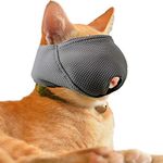 wintchuk Cat Muzzle with Breathable Mesh, Cat Mouth Guard Muzzle for Prevent Biting Chewing Grooming (S-Black)