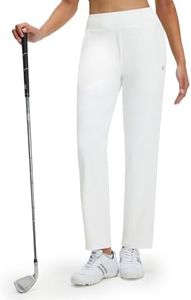 M MAELREG Women's Golf Pants Lightweight High Waisted Zip Pockets Sweatpants Slacks Business Casual Athletic Pants White