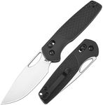 CJRB Acacia Pocket Knife for Men, 3.21'' AR-RPM9 Steel Blade Folding Knife with Clip for Men Women, Sharp Crossbar Lock EDC Knife for Camping Survival Hiking J1952 Black