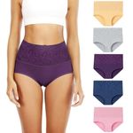 Senllori Women High Waisted Cotton Underwear Tummy Control Briefs Ladies Soft Full Coverage Panties Multipack