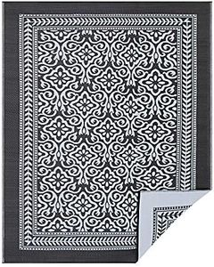 Santex Reversible Outdoor/Indoor Plastic Straw Rugs Waterproof Portable Mat Easy to Clean Outdoor Patio Mat, Perfect for Garden, Patio, Picnic, Decking- (Grey,8x10Ft)