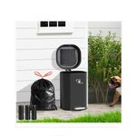 Meegood Dog Poop Trash Can Outside, Waste Bin with Lid and Removable Inner,Metal Rake Pooper Scoope,Odor Control,for Indoor/Outdoor Dog Waste