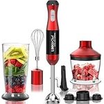 LINKChef Hand Blender, 500W 5 in 1 Stick Blender, Powerful 20 Speed Immersion Blender with Beaker, Egg Whisk, Food Chopper, Ice Crush Blade, Hand Blender for Kitchen Soup, 3-Year Warranty