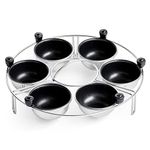 Eggssentials Egg Poacher | Stainless Steel Egg Rack | 6 Poached Egg Maker Cups PFOA Free Nonstick | 9 inch Diameter Egg Steamer Rack Fits Many sized Pans Skillets …