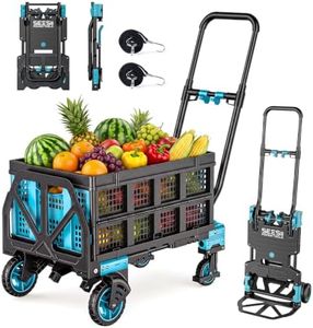 SEESII Folding Hand Truck, 330LB Dolly Cart with Wheels & Basket for Moving