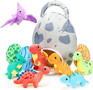 11 Pieces Dinosaur Stuffed Animal Small Dino Plush Toy and Egg Bag Set Cute Stuffed Toys Soft Dinosaur Stuff Animals for Birthday Dinosaur Themed Party Decorations