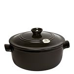 Emile Henry Flame Round Stewpot Dutch Oven, 4.2 quart, Charcoal (794540)