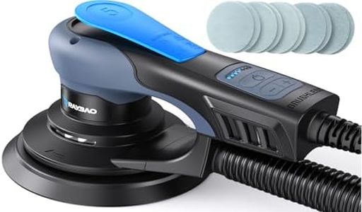 Electric 5.0mm Random Orbital Sander Brushless, 6Inch 350W Low Vibration Orbital Sander, 6 Variable Speed (MAX 10000RPM), Handheld Palm Sanders for Woodworking, 10 Sanding Discs, Cord 5M