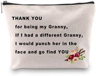 PXTIDY Granny Gift Grandma Makeup Bag Thank You For Being My Granny Cosmetic Bag Best Granny Ever Gift Grandmother Travel Bags Gran Grannie Gifts (beige)