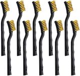 DIANN 10pcs Cleaning Toothbrushes Small Wire Brush Scratch Brush Brass Curved Handle Masonry Brush Wire Bristle for Cleaning Welding Slag and Rust