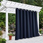 NICETOWN Outdoor Curtain for Patio Waterproof Extra Wide 100", Blackout Vertical Blinds Thermal Insulated Stainless Steer Grommet Indoor Outdoor Divider for Public Space, Navy Blue, 1 Piece, 84" L