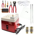 Stained Glass Grinder with Acrylic Baffle + Start-up Tool Set, 110V Portable Glass Art Grinding Machine with 5/8" & 1" Grinder Bits 4200RPM Stain Glass DIY Tool