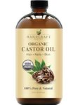 Handcraft Blends Organic Castor Oil in Glass Bottle - 473 ml - 100% Pure and Natural - Premium Grade Carrier Oil, Hair and Body Oil - for Hair, Eyelashes & Eyebrows - Expeller-Pressed and Hexane-Free