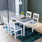 ZANOFIRA Dining Set 4 Seater Kitchen Dining Table Set with Chairs Set 4 Pine Wood Dinner Set for Dining Room and Living Room Furniture Sets