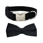 Love Dream Bowtie Dog Collar, Velvet Dog Collars with Detachable Bowtie Metal Buckle, Soft Comfortable Adjustable Bow Tie Collars for Small Medium Large Dogs (Medium, Black)