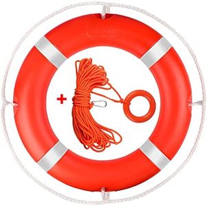 Life Ring,23" Boat Safety Throw Rings,Life Ring Buoy,Included Water Floating Rescue Lifeline with Bracelet(Orange-1 pack)