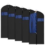 Univivi Garment Bag 43 inch Suit Bag for Storage (Set of 5), Foldable Washable Clear Lightweight Garment Bags for Costumes Suits Coats (60cm*109cm)