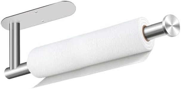 Bollove Paper Towel Holder, Self Adhesive or Drilling Paper Towel Holder Under Cabinet, Stainless Steel Silver Paper Towel Holder Wall Mount for Kitchen, Bathroom, Sink, Pantry, Fridge