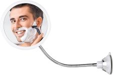 Mirrorvana Flexible Round Fogless Shower Mirror for Shaving with Height Adjustable Gooseneck, 360° Swivel and Upgraded Suction, Shatterproof 6.7" Surface