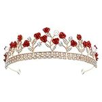 Sibba Crowns Tiara Headband Princess Queen Fairy Prom Birthday Gems Flower Rhinestone Bling Golden Crown Headpiece Hair Band Pageant Halloween Christmas Valentines Mother's Day Wedding Bride Headwear