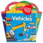 SYCARON Reusable Sticker Book for Kids, 4 Sets Travel Sticker Books for Toddlers Boys Girls, Cute Waterproof Stickers - Vehicles, Space, Seasons, Insects Sticker Book