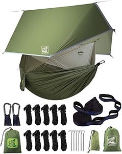 Miztli Camping Hammock with Net and Rain Fly, Portable Lightweight Outdoor Hammock Tree Travel Backpacking Hammock Tent with 20Ft(Total) Tree Straps, Perfect for Camping Hiking Yard Adventure Survival