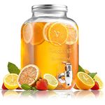 Boxoza Glass Cold Mason Jar | Beer | Clear Beverage | Mason Jar | Glass Pitcher with tap | Spigot and Steel lid | Water Pitcher for Detox Water | 4 Liter Glass Water Dispenser(Detox - 4 Liter)