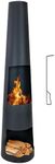 Sunnydaze 59" H Steel Outdoor Chiminea Fire Pit with Built-in Log Holder - Metal Fireplace with Chimney - Includes Poker