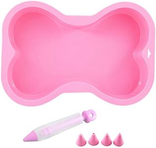 Dog Birthday Cake Mold Premium Silicone Bone Shape Pan - Non-Stick Cake Pan Perfect for Dogs Cats Puppy Party Favors, Supplies, Gifts and Decorations (Pink) by Hinmay