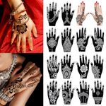 PPVWEY 14 Sheets Henna Tattoo Stencils Set, Temporary Tattoo Templates Indian Arabian Self Adhesive Tattoo Sticker for Women Girls Body Art Paint (14P)