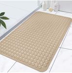 Extra Large Shower Mat, Yonala 47.2 x 31.5 Inch Non Slip Shower Mats for Inside Shower with Drain Hole and Suction Cups, Soft Trimmable TPE Anti Slip Shower Mat for Walk in Shower Stall, Heavy Mat