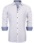 J.VER Men's Dress Shirts Solid Long Sleeve Stretch Wrinkle-Free Shirt Business Casual Button Down Shirts, White, Large Tall