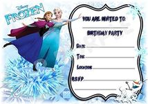 Disney Frozen Birthday Party Invites - Elsa Anna Skate Frame Design - Party Supplies / Accessories (Pack of 12 A5 Invitations With Envelopes)