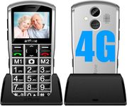 artfone 4G VoLTE Senior Mobile Phones Unlocked, Dual SIM Big Button Basic Mobile Phone for Elderly People with SOS Button, 2MP Camera, 2.4" Display, Loud Volume, Charging Dock, FM, 1800mAh