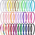 Duufin 40 Pieces Satin Headbands 1cm Plain Headband Craft DIY Headband Colorful Satin Covered Hair Band for Girls and Women, 40 Colours