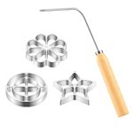 4 Pieces Rosette Iron Set, Bunuelos Mold with Handle, Lotus Flower Bunuelos Cookie Press Mold, Funnel Cake Maker Kit