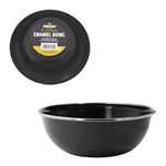 Milestone Camping Enamel Travel Mugs, Plates & Bowls/Ideal for Camping, Hiking, Fishing, Travels & More/Black Colour (Bowl)