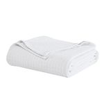 Elite Home Grand Hotel All-Natural 100-Percent Cotton Basket Woven Blanket Full/Queen Size, White