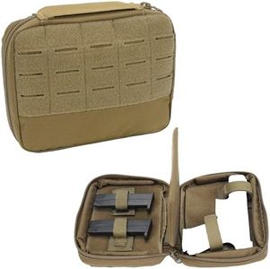 SIVIGEAR Tactical Pistol Firearm Shooting Bag MOLLE Range Bag with,Nylon Soft Handgun Case for Shooting Range Outdoor Hunting Coyote Brown