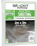 Extra-Thick Ultra Heavy Duty Large 2 x 3M (6.5 x 9.8ft) Coverage - Polythene Plastic Sheeting Cover – 1000g (250 micron) for Gardening Insulation & Building Rubble Protection