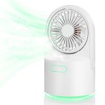 USB Desk Fan with Spray, Portable Desktop Cooling Fan 3 Speed Small Humidifier 2 Spray, Adjustment Mini Fan with 300ML Water Tank for Better Cooling, Small Powerful Fan for Home Outdoor Camping Travel