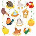 24 Pcs Chicken Hanging Swirls Chicken Farm Ceiling Swirls Decorations Chicken Birthday Party Supplies for Chicken Party Decorations Chick Birthday aby Shower Decorations