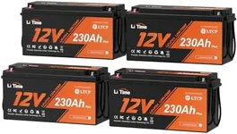 LiTime 4 Pack 12V 230Ah Low-Temp Protection LiFePO4 Battery Built-in 200A BMS, Max 2944Wh Energy, Lithium Iron Phosphate Battery Perfect for Solar System, RV, Camping, Boat, Home Energy Storage