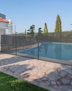 GraveeLife 4Ft x 48Ft Fence for Inground and Above Ground Pool, Mesh Pool Safety Fence with Stainless Steel Feet Outdoor Swimming Backyard Garden Pool Fencing, Black