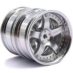 hobbysoul 2pcs RC 1/10 Aluminum On Road Wheel Rims Hex 12mm Adjustable Offset Silver Color Fit for 1:10 RC On Road Drift Touring Street Car Tire Tyre
