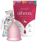 Athena Large Silicone Menstrual Cup - Reusable Period Cups for Menstruation - Soft Comfortable & Environment Friendly - 12 Hour Organic Menstral Leak Protection & 15 Year Lifespan - Teen or Adult