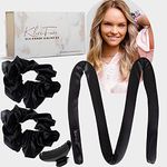 klara Faire Heatless Curling Rod Headband with Mulberry Silk Curlers, Scrunchies & Hair Clip (Royal Black)