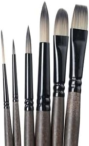 Brustro AquaStrokes Artist Brushes | Set of 6 | Ideal for Watercolour, Gouache, Acrylics, Oil Brush, Synthetic Bristles, Wooden Handle | Made for Students and Professionals Artists